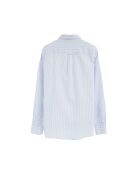 Camicia a maniche lunghe Timéo celeste in misto lino