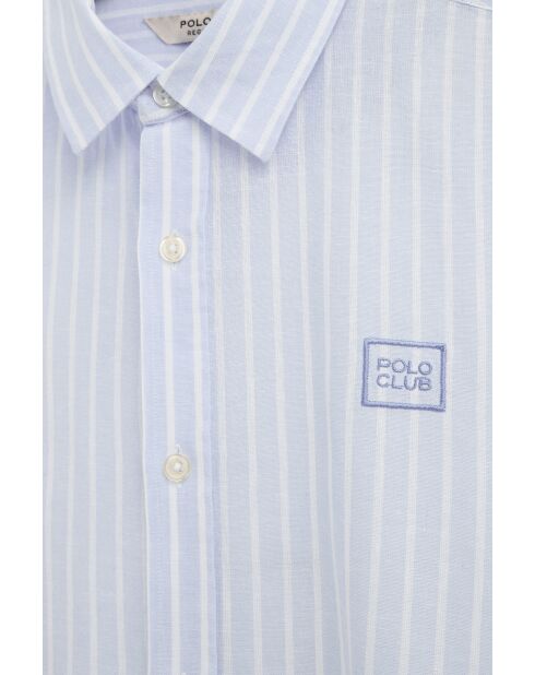 Camicia a maniche lunghe Timéo celeste in misto lino