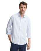Camicia a maniche lunghe Timéo celeste in misto lino