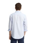 Camicia a maniche lunghe Timéo celeste in misto lino