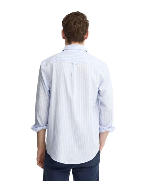 Camicia a maniche lunghe Timéo celeste in misto lino