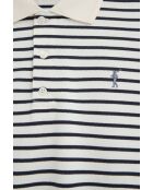 Damien ecru-marineblauwe katoenen polo met korte mouwen