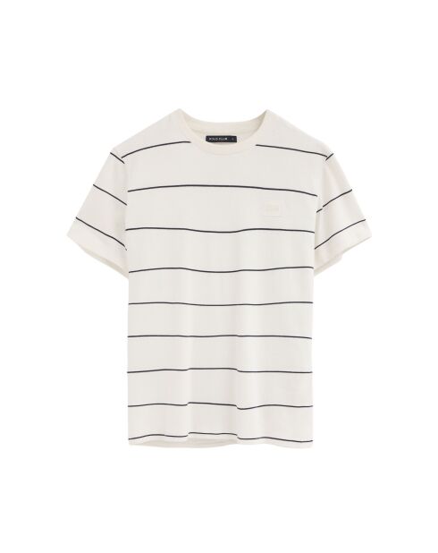 T-Shirt à manches courtes en coton Stéphane ecru-navy