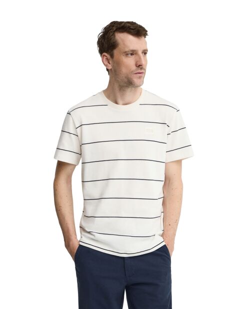 T-Shirt à manches courtes en coton Stéphane ecru-navy