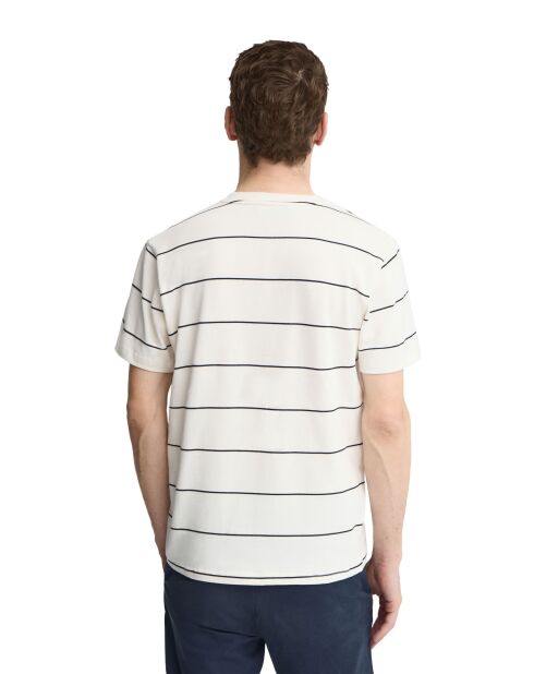 T-Shirt à manches courtes en coton Stéphane ecru-navy