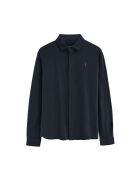 Marineblauwe katoenen poloshirt met lange mouwen Joël