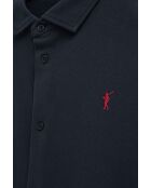 Marineblauwe katoenen poloshirt met lange mouwen Joël