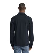 Marineblauwe katoenen poloshirt met lange mouwen Joël