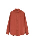 Camicia Carlo in lino a manica lunga rosso mattone