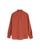 Camicia Carlo in lino a manica lunga rosso mattone
