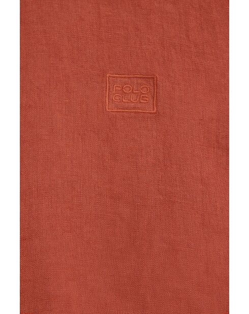 Camicia Carlo in lino a manica lunga rosso mattone