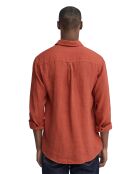 Camicia Carlo in lino a manica lunga rosso mattone