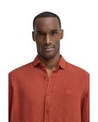 Camicia Carlo in lino a manica lunga rosso mattone