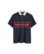 Marineblauwe katoenen polo met korte mouwen Igor