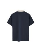 Marineblauwe katoenen polo met korte mouwen Igor