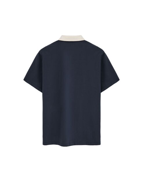 Marineblauwe katoenen polo met korte mouwen Igor