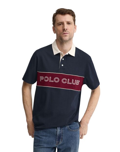 Marineblauwe katoenen polo met korte mouwen Igor