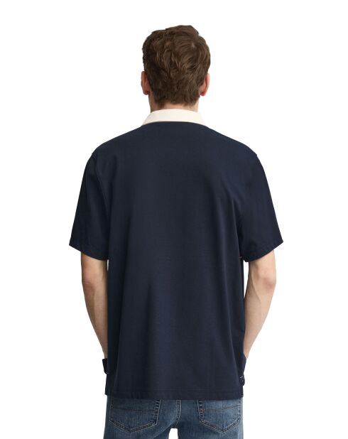 Marineblauwe katoenen polo met korte mouwen Igor