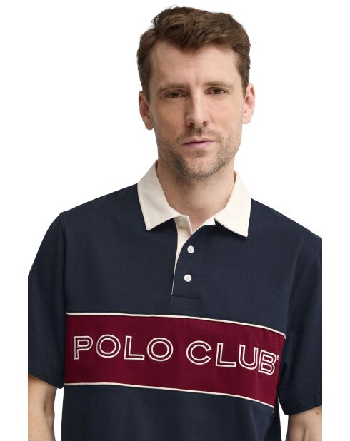 Marineblauwe katoenen polo met korte mouwen Igor