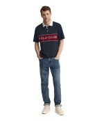 Marineblauwe katoenen polo met korte mouwen Igor