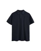 Marineblauw poloshirt van katoen met korte mouwen David