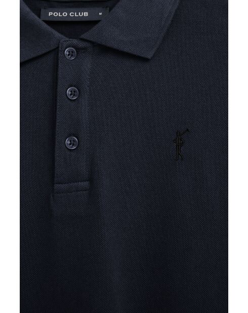 Marineblauw poloshirt van katoen met korte mouwen David