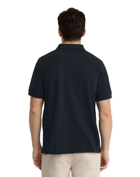 Marineblauw poloshirt van katoen met korte mouwen David