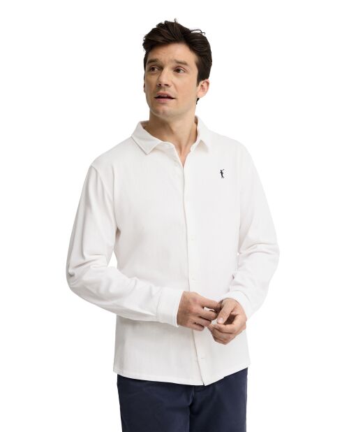 Polo Johan bianca a manica lunga in cotone
