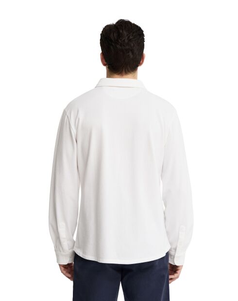 Polo Johan bianca a manica lunga in cotone