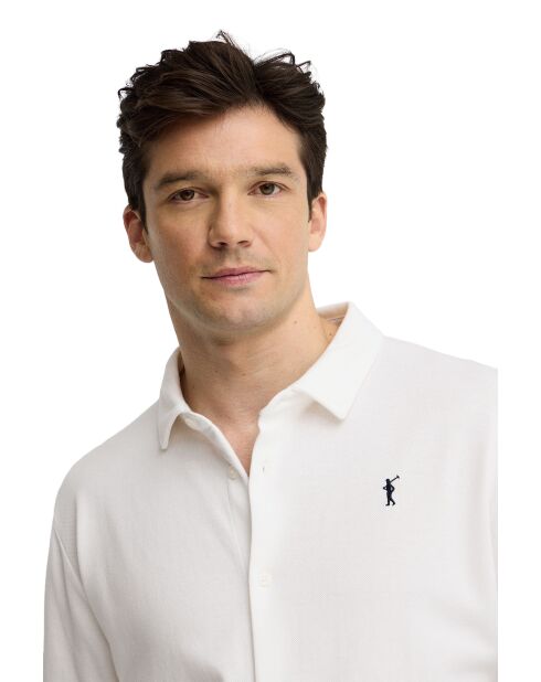 Polo Johan bianca a manica lunga in cotone