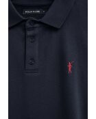 Marineblauwe katoenen polo met korte mouwen Bernard