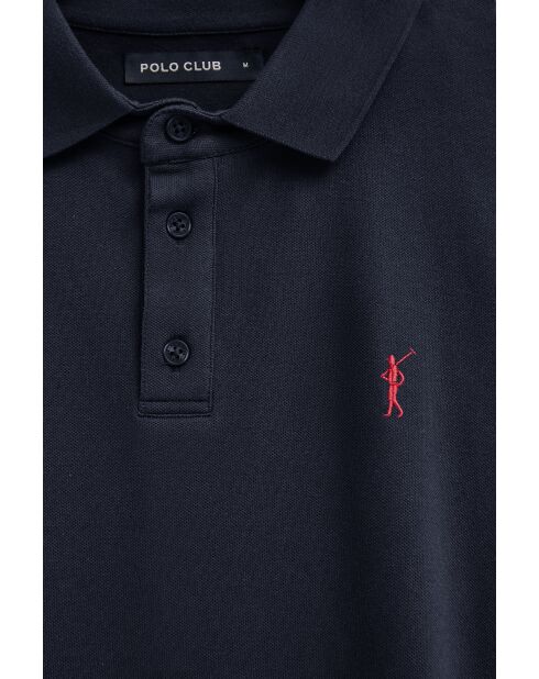 Marineblauwe katoenen polo met korte mouwen Bernard