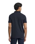 Marineblauwe katoenen polo met korte mouwen Bernard