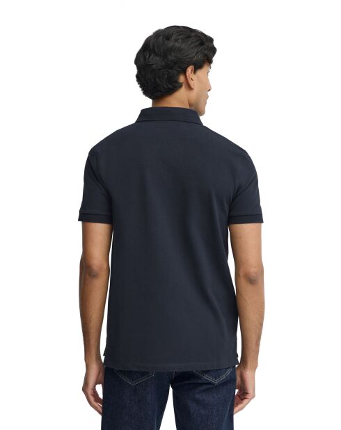 Marineblauwe katoenen polo met korte mouwen Bernard