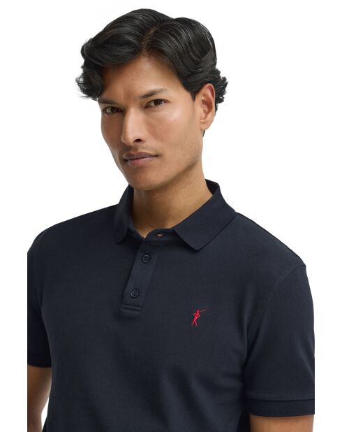 Marineblauwe katoenen polo met korte mouwen Bernard