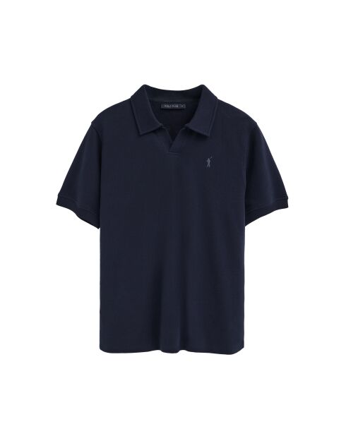 Marineblauwe katoenen polo met korte mouwen Guillaume