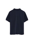 Marineblauwe katoenen polo met korte mouwen Guillaume