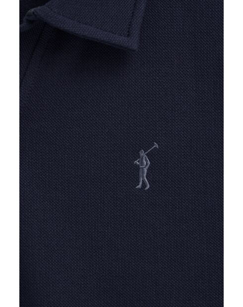 Marineblauwe katoenen polo met korte mouwen Guillaume