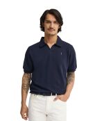 Marineblauwe katoenen polo met korte mouwen Guillaume