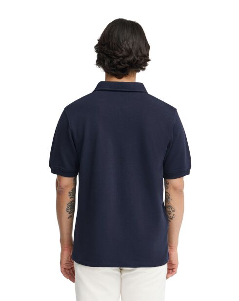 Marineblauwe katoenen polo met korte mouwen Guillaume