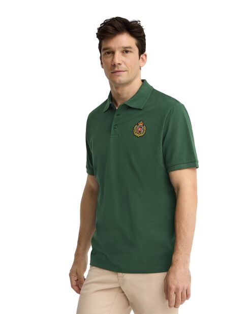 Polo Gilles in cotone a manica corta verde bottiglia