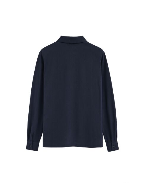 Polo Jonathan navy a manica lunga in cotone