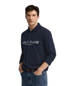 Polo Jonathan navy a manica lunga in cotone