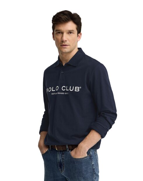 Polo Jonathan navy a manica lunga in cotone