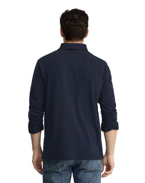 Polo Jonathan navy a manica lunga in cotone