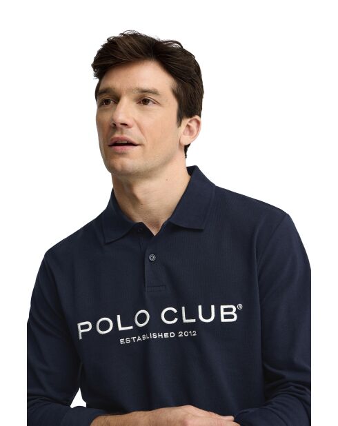 Polo Jonathan navy a manica lunga in cotone