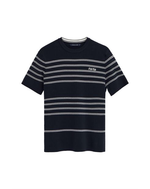 Felpa Luke in cotone navy-ecru