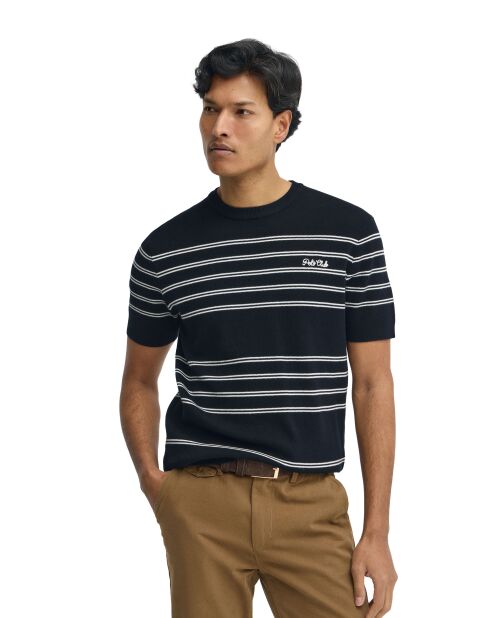 Felpa Luke in cotone navy-ecru