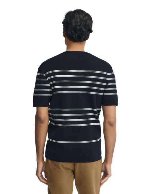 Felpa Luke in cotone navy-ecru