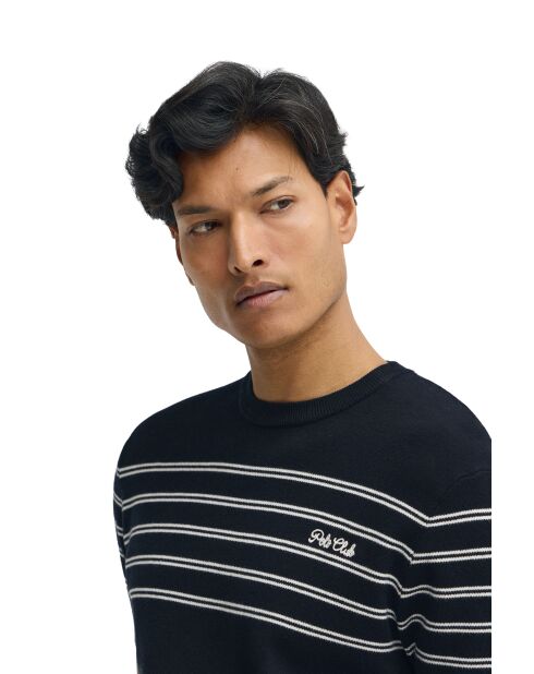 Felpa Luke in cotone navy-ecru